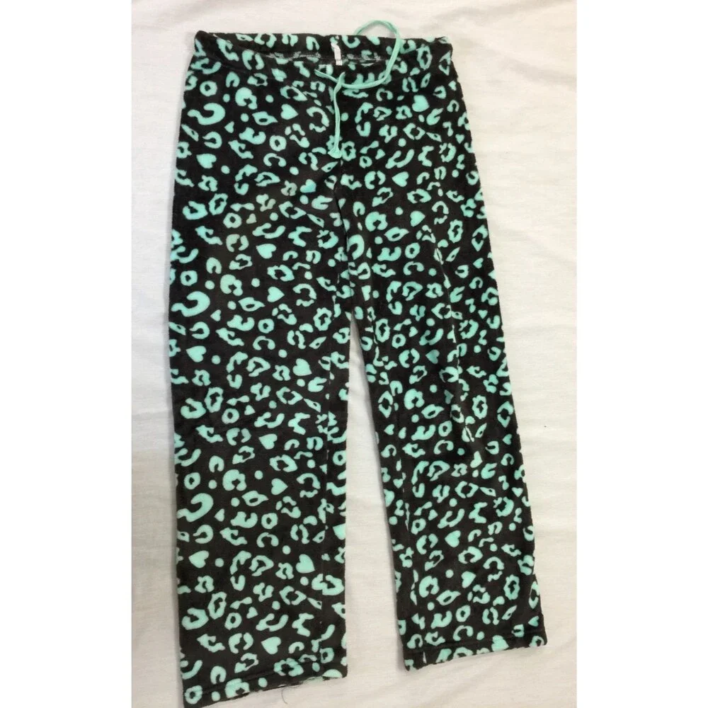 ITS JUST A KISS GOODNIGHT WOMENS FLEECE SLEEPWEAR PANTS SIZE L